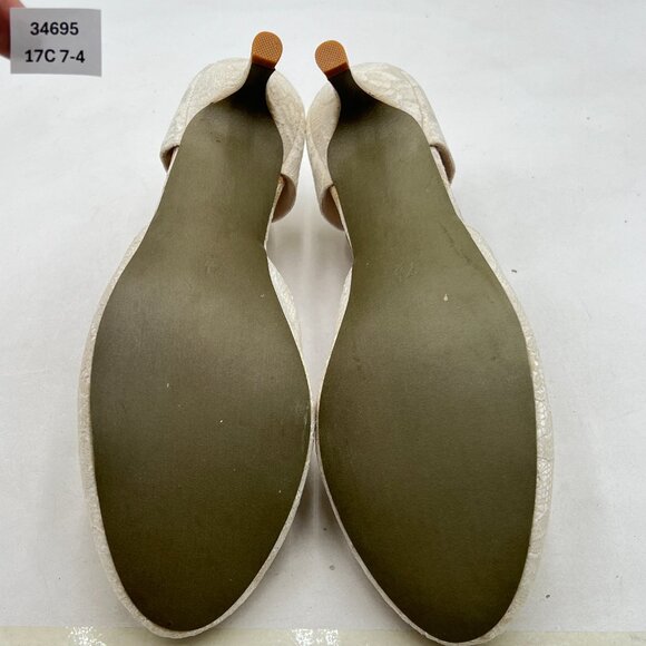 FSJ White Lace Round Toe Kitten Heel Ankle Strap Pump Office Prom Dress Shoes - Picture 6 of 7